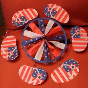 Evergreen Wind Spinner Stars and Strips Flip Flops